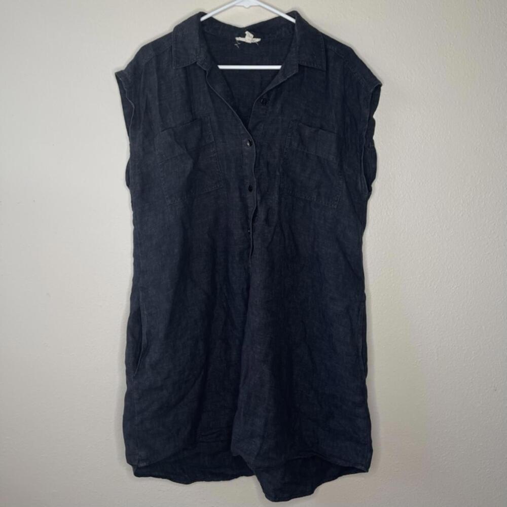 High-Quality Sleeveless Linen Dress Shirt by Eileen Fisher Size M